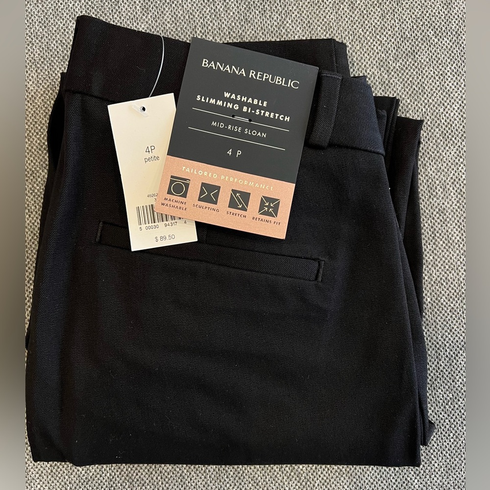 NWT Banana Republic Mid-Rise Sloan Black Slimming Pants